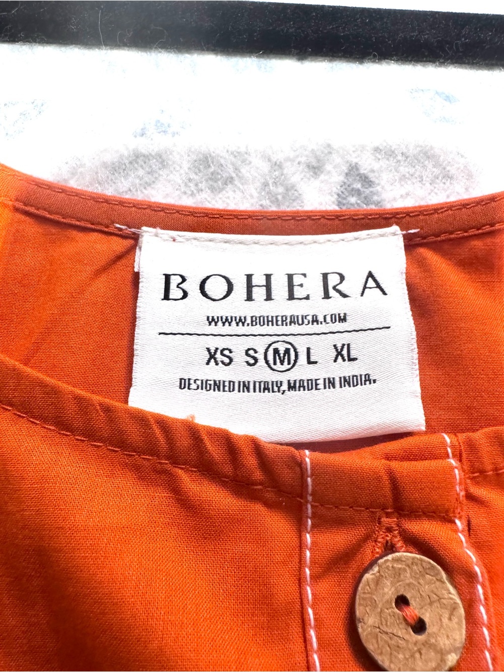 Bohera Orange Embroidered Cotton Midi Dress Medium Designed in Italy Summer - Picture 3 of 5